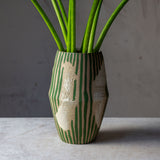 Stripey Slip Brushstrokes - Angular Vase