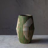 Stripey Slip Brushstrokes - Angular Vase