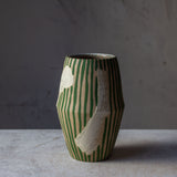 Stripey Slip Brushstrokes - Angular Vase