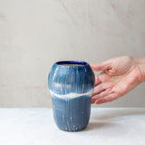 Painterly Blue Steel - Bulbous Vase