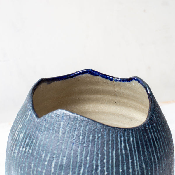 SECOND - Painterly Blue Steel - Cut out Vase